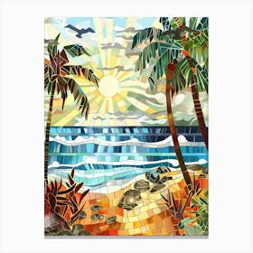 Beach Scene With Palm Trees 2 Canvas Print