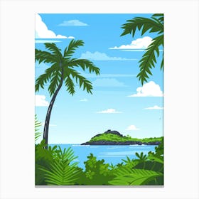 Tropical Landscape With Palm Trees Canvas Print