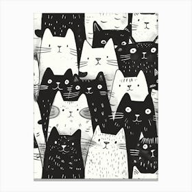 Perfectly Repeatable Artwork With Cute Cat Faces 20 Canvas Print