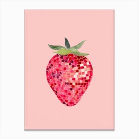 Disco Ball Strawberry Vertical Canvas Print