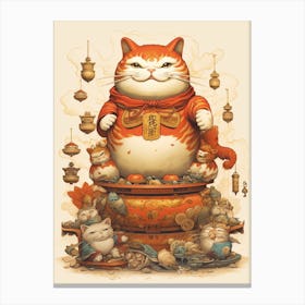 Fortune Cat Detailed Illustration 3 Canvas Print