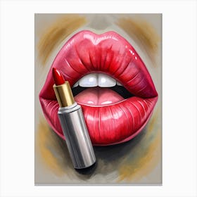 Woman'S Lips And Lipstick Canvas Print