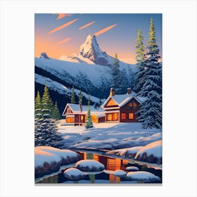 extraordinary lighting, Anne Beecher style, with a beautiful snowy landscape, 1 Canvas Print
