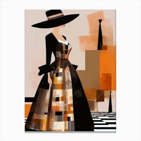Woman In A Classy Vintage Inspired Hat And Dress Canvas Print