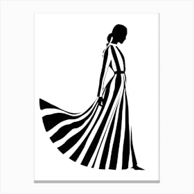 Woman In Striped Dress Canvas Print