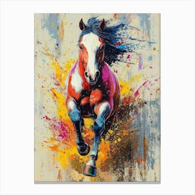 Colorful Abstract Painting Of A Horse In Motion With Vibrant Splashes Of Paint On A Textured 1 Canvas Print