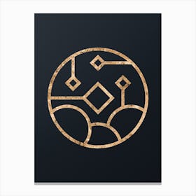 Abstract Geometric Gold Glyph on Dark Teal n.0069 Canvas Print