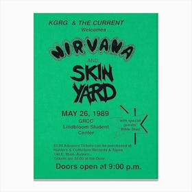 Nirvana & Skin Yard Concert Poster 1989 Canvas Print