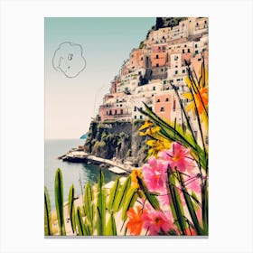 Positano, Flower Collage 5 Canvas Print