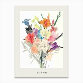 Gladiolus 1 Collage Flower Bouquet Poster Canvas Print