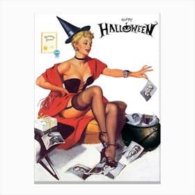 Pin Up Halloween Girl Canvas Print