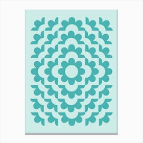 Abstract Geometric Flower Pattern 8 in teal blue green, midcentury modern boho Canvas Print