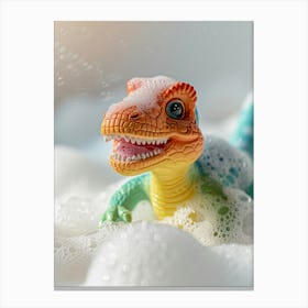 Toy Dinosaur Bubble Bath 3 Canvas Print