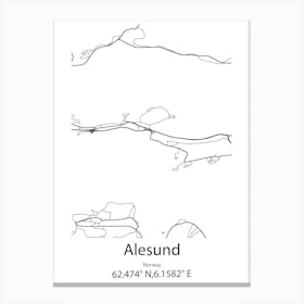 Alesund,Norway Minimalist Map Canvas Print