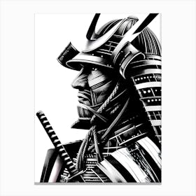 Samurai Silhouette - Abstract Line Art Illustration 43 Canvas Print