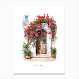 Bari, Italy   Mediterranean Doors Watercolour Painting 2 Poster Canvas Print