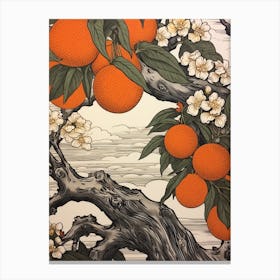 Tachibana Mandarin Orange 1 Vintage Botanical Woodblock Canvas Print