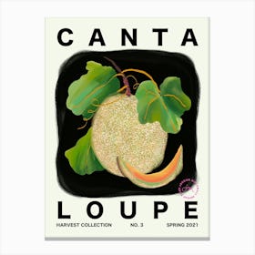 Cantaloupe Fruit Kitchen Typography Canvas Print