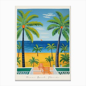 Poster Of Miami Beach, Florida, Matisse And Rousseau Style 5 Canvas Print