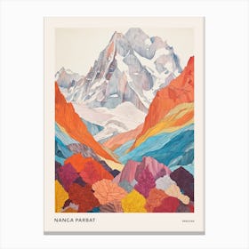 Nanga Parbat Pakistan 3 Colourful Mountain Illustration Poster Canvas Print