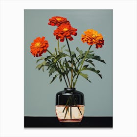 Bouquet Of Marigold Flowers, Autumn Fall Florals Painting 0 Canvas Print