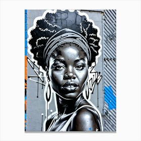 Graffiti Mural Of Beautiful Black Woman 368 Canvas Print