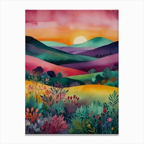 Sunset In The Meadow Canvas Print