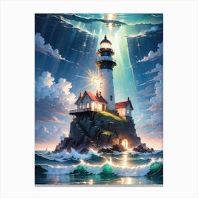 A Lighthouse In The Middle Of The Ocean 25 Canvas Print