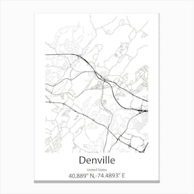 Denville,United States Minimalist Map Canvas Print