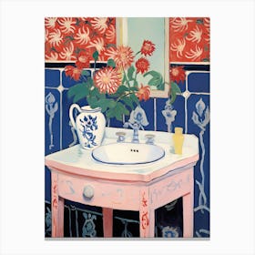 Bathroom Vanity Painting With A Chrysanthemum Bouquet 2 Canvas Print