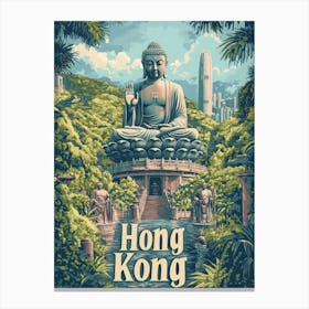 Aihrgdesign A Mid Century Modern Travel Poster For Hong Kong 6 Canvas Print