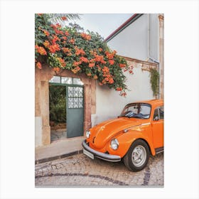 Orange Car in Amalfi Italy Canvas Print