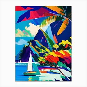 Bora Bora French Polynesia Colourful Painting Tropical Destination Canvas Print