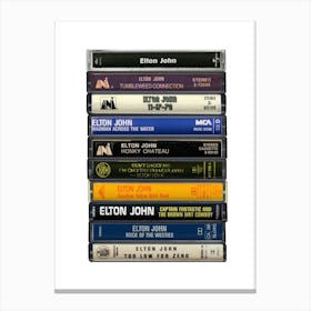 Elton John - Music Poster - Albums on Cassette Print Canvas Print