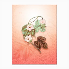 Aiton's Ipomoea Flower Vintage Botanical in Peach Fuzz Seigaiha Wave Pattern n.0118 Canvas Print