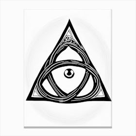 Triquetra, Symbol, Third Eye Simple Black & White Illustration 4 Canvas Print