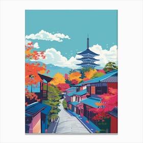 Kyoto Japan 4 Colourful Illustration Canvas Print