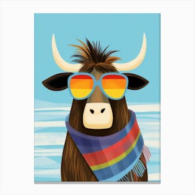 Little Yak 1 Wearing Sunglasses Canvas Print