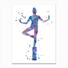 Gymnast On Balance Beam Watercolor Canvas Print