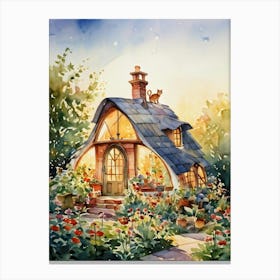 Cat Shaped House With Slanted Feline Like Roof Resembling An Arched Back Windows Forming Eyes Tai Canvas Print