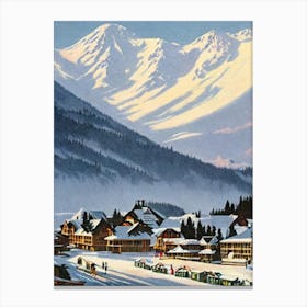 Whakapapa, New Zealand Ski Resort Vintage Landscape 1 Skiing Poster Canvas Print