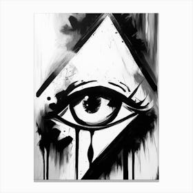 Abstract Expression, Symbol, Third Eye Black & White 2 Canvas Print