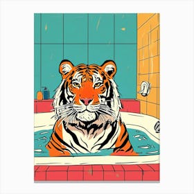 Tiger In Bath 1 Canvas Print