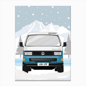 Vw Camper Van In Winter Canvas Print