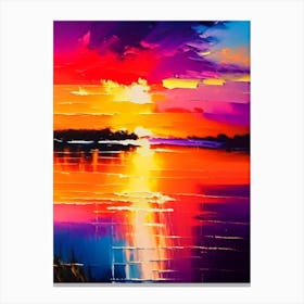 Sunset Over Lake Waterscape Bright Abstract 1 Canvas Print