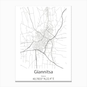 Giannitsa,Greece Minimalist Map Canvas Print