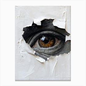 Oil Painting Of An Eye Detailed Texturing Peeking Through Torn Paper Forming A Gorillas Face In Canvas Print