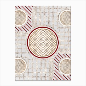Geometric Abstract Glyph in Festive Gold Silver and Red n.0074 Canvas Print