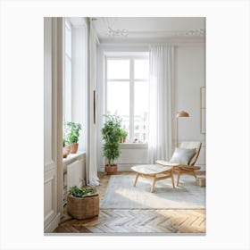 White Living Room 1 Canvas Print