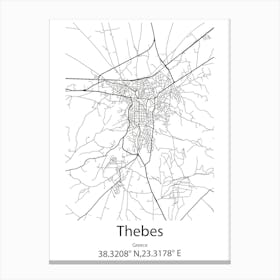 Thebes,Greece Minimalist Map Canvas Print